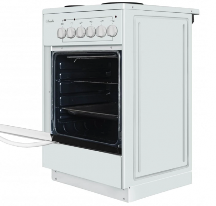 Кухонная плита Лысьва ЭП 411 (белый), эмалированная, электрическая, 4 зоны приготовления, 57 л, ящик для посуды