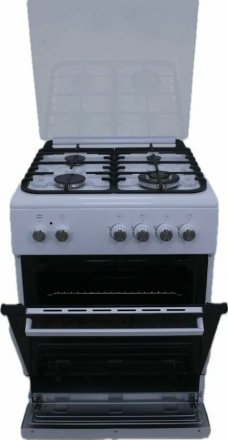 Кухонная плита Norden FF6403GAZW белый, комбинированная, 4 газовые конфорки, электрическая духовка, электроподжиг, 64 л
