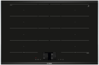 Индукционная варочная панель Bosch PXY875KV1E, цвет панели черный, цвет рамки серебристый