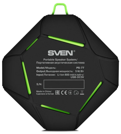Беспроводная колонка SVEN PS-77 (черный/зеленый)