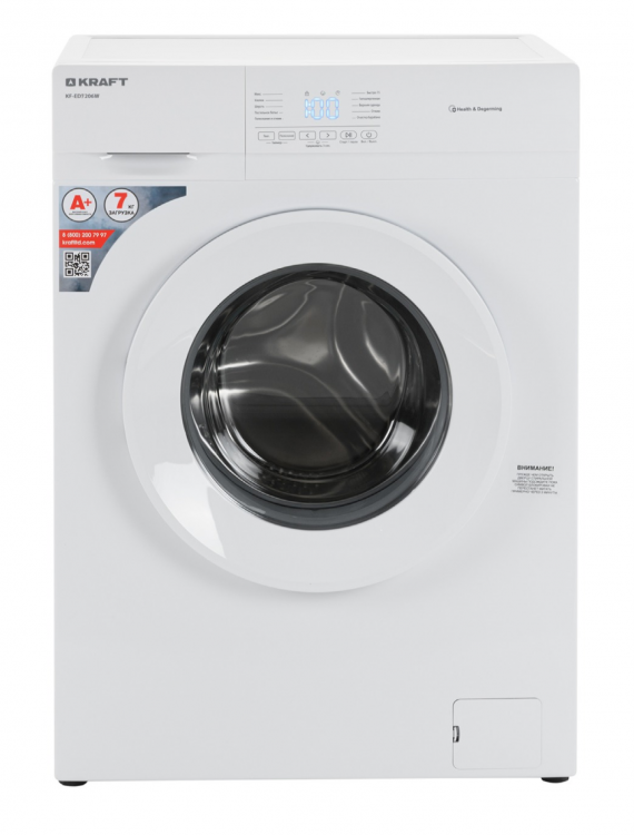 Стиральная машина KRAFT KF-ED7206W, белая, 7 кг, 1000 об/мин, 10 программ, с фронтальной загрузкой