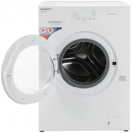 Стиральная машина KRAFT KF-ED6206W, белая, 6 кг, 1000 об/мин, 10 программ, с фронтальной загрузкой