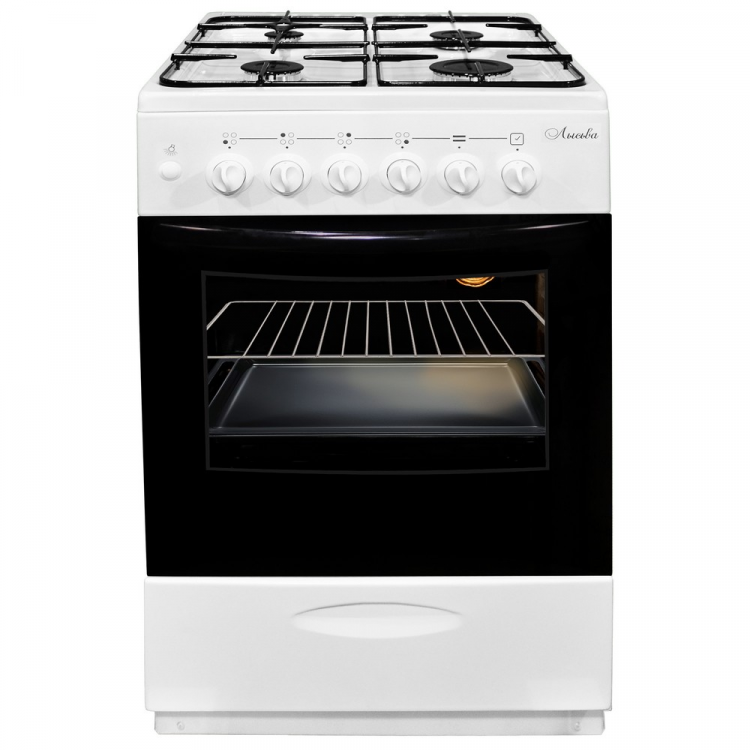 Кухонная плита Лысьва ГП 40р0 МС-2у с крышкой белая, газовая, электроподжиг, газ-контроль духовки, 57 л