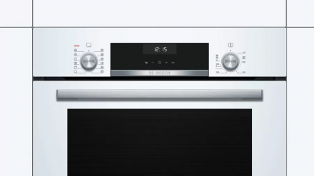 Встраиваемый электрический духовой шкаф Bosch HIJ517YW0R, Serie 6, белый, AquaClean, телескопические направляющие, 8 режимов 