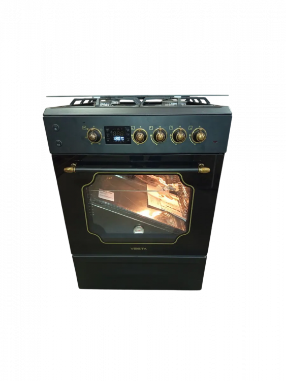Газовая плита VESTA Valencia VGE 6042.1245678 Retro CHU черная матовая