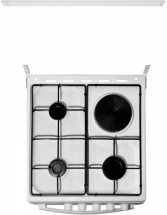 Комбинированная кухонная плита Flama RK 23-121 W, белая, эмалированная сталь, электроподжиг, крышка стеклянная