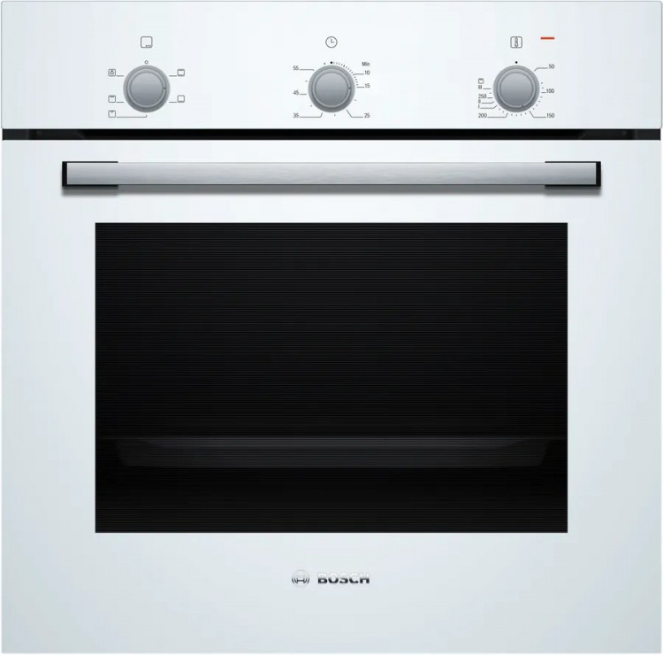 Духовой шкаф Bosch HBF011BV1T электрический, шириной 59.4 см, белый, традиционная очистка