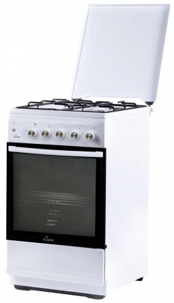 Газовая плита Flama N FG 24236 W, белый, 4 конфорки, электроподжиг, 50 л, газ-контроль духовки