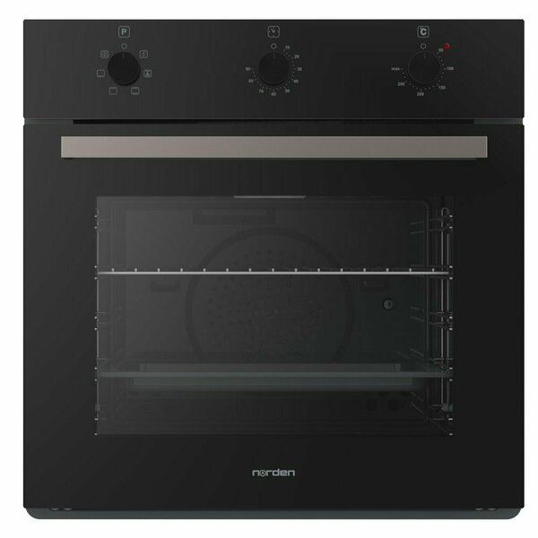 Встраиваемый электрический духовой шкаф Norden NRD 6001 BLG черный, утапливаемые ручки, 72 л, эмаль быстрой очистки 