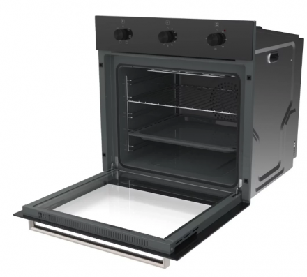 Встраиваемый электрический духовой шкаф Norden NRD 6001 BLG черный, утапливаемые ручки, 72 л, эмаль быстрой очистки 