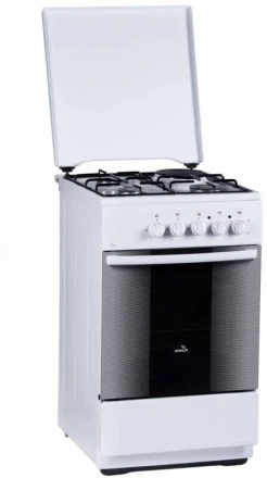 Кухонная плита Flama RК 23-101 W, 3 газовые конфорки, 1 электрическая конфорка, эмалированная , 50 л, электрическая духовка