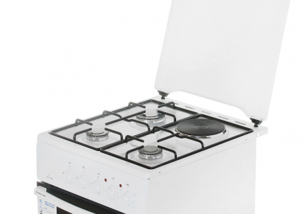 Кухонная плита Flama RК 23-101 W, 3 газовые конфорки, 1 электрическая конфорка, эмалированная , 50 л, электрическая духовка