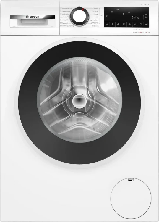 Стиральная машина с сушкой Bosch Serie 6 WNG2540LSN, белая, 10,5/6 кг, 1400 об/мин, 13 программ, инверторная