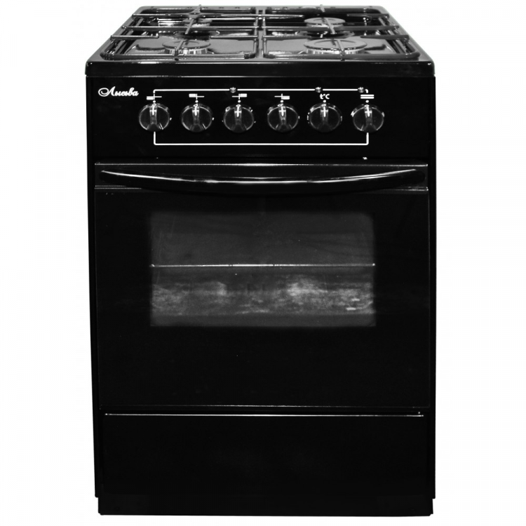 Комбинированная кухонная плита Лысьва ЭГ 401-2у, черная, электрическая духовка, без крышки, сталь