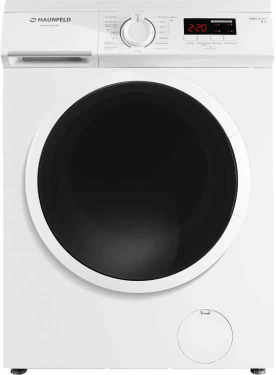 Стиральная машина Maunfeld MFWM106WH05, белая, узкая, 6 кг, 1000 об/мин, 15 режимов, с фронтальной загрузкой