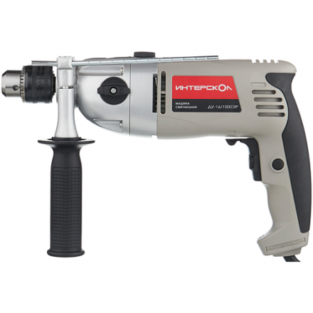 Ударная дрель Интерскол ДУ-16/1000ЭР, 1000 Вт серый/черный