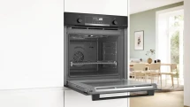 Электрический духовой шкаф Bosch HBG4795B1S, Serie 6, чёрный, 7 режимов, пиролитическая очистка, телескопические направляющие