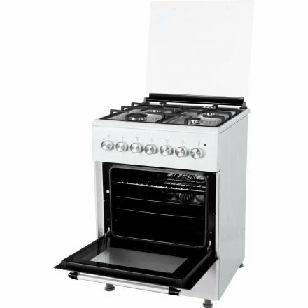 Комбинированная плита NordFrost GE 6064 W, эмалированная, 4 газовые конфорки, электроподжиг, 63 л, электрическая духовка