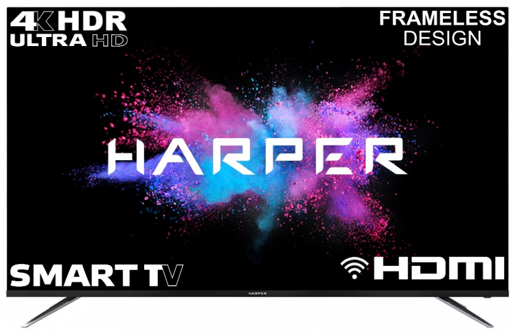 65" Телевизор HARPER 65U750TS 2018 2018 LED, черный