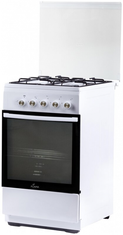 Плита Flama L FK 1412 W белый, эмалированная, 4 газовые конфорки, электрическая духовка, 50 л