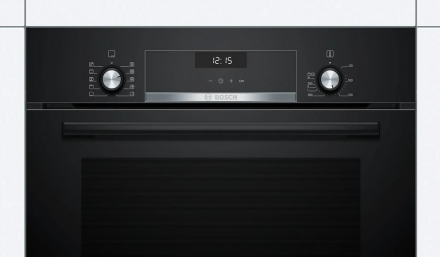 Электрический духовой шкаф Bosch HBJ558YB0Q, Serie 6, чёрный, EcoClean, 8 режимов, утапливаемые переключатели, телескопические направляющие