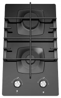 Газовая варочная панель GEFEST 2003, черная, 2 конфорки, газ-контроль, электророзжиг, чугунные решетки