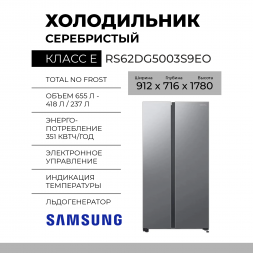 Холодильник двухкамерный Samsung RS62DG5003S9EO