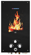 Проточный газовый водонагреватель Edisson Flame F 20 GD (Костер), душ, черный 