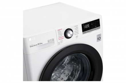 Стиральная машина LG AI DD TW4V3RS6W, с паром, белая, 10,5 кг, инверторный мотор с прямым приводом, 1400 об/мин
