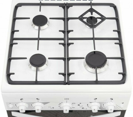Газовая плита GEFEST ПГ 5100-02 0309, белая, гидролизная очистка, газ-контроль духовки, электророзжиг, чугунные решетки