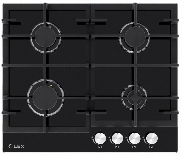 Варочная панель газовая Lex GVG 642A BBL, мощность 7500 Вт, газконтроль, черная