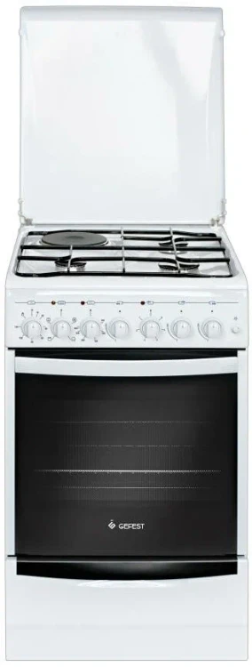Кухонная плита GEFEST 5112-02, белая, гидролизная очистка, вертел с электроприводом, электророзжиг горелок, металлическая крышка