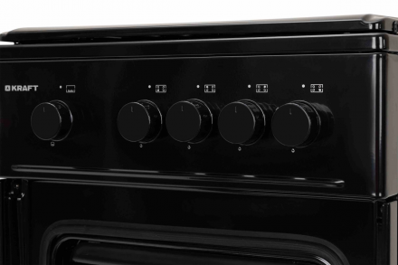 Газовая плита KRAFT KF-FSK5301GBL, 58 л, газ-контроль духовки, эмалированная, 4 конфорки