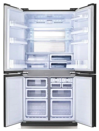 Холодильник (Side-by-Side) Sharp SJGX98PBK, 605 л, внешнее покрытие-стекло, размораживание - No Frost, дисплей, 89.2 см х 183 см х 77.1 см