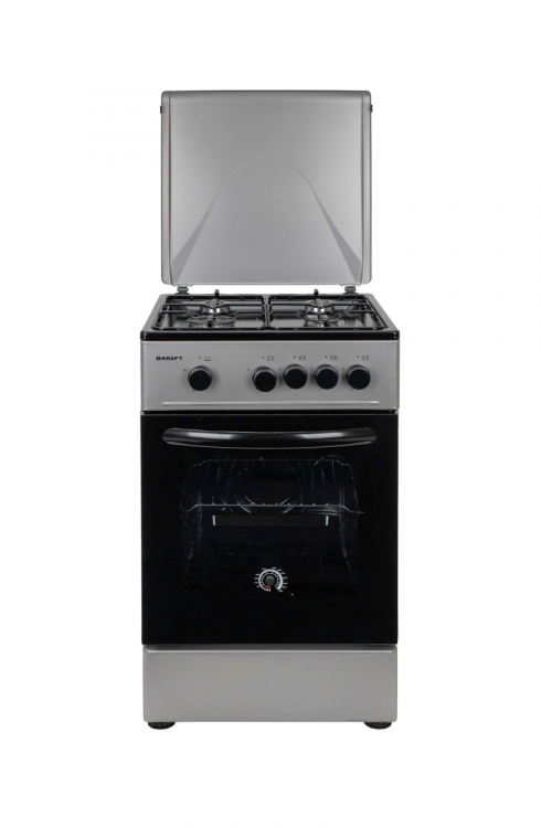 Газовая плита KRAFT KF-FSK5301GS, 4 конфорки, эмалированная, 58 л, поворотный механизм