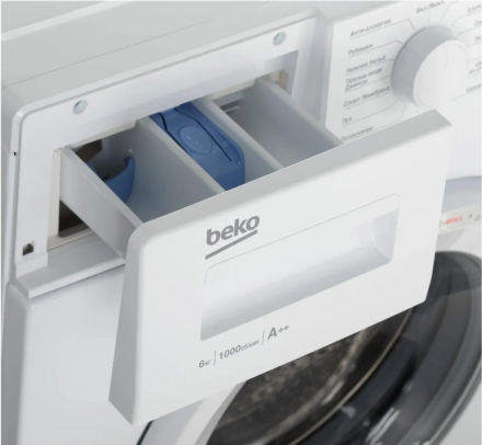 Стиральная машина BEKO WRE 6512 BWW, белая, 6 кг, 15 программ, класс А, 1000 об/мин
