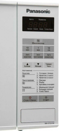 Микроволновая печь Panasonic NN-ST251WZPE, 20 л, 800 Вт, переключатели - сенсор, дисплей, 44.3 см x 25.8 см x 34 см