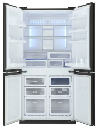 Холодильник Sharp SJFS97VBK, 600 л, внешнее покрытие-металл, стекло, размораживание - No Frost, дисплей, 89.2 см х 183 см х 76.6 см