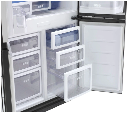 Холодильник Sharp SJFS97VBK, 600 л, внешнее покрытие-металл, стекло, размораживание - No Frost, дисплей, 89.2 см х 183 см х 76.6 см