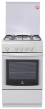 Газовая плита De Luxe 5040.36г кр, белый, эмалированная, стальные решетки, 4 конфорки, электроподжиг, традиционная очистка, 43 л