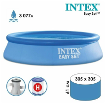 Бассейн надувной Intex Easy Set, 305 х 61 см, 3077 л, фильтр-насос 1250 л/ч, от 6 лет, 28118NP