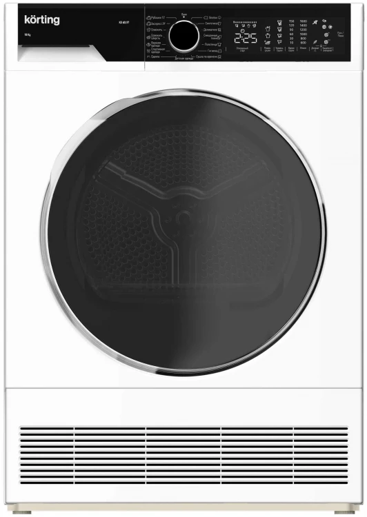Сушильная машина Korting KD 60L97, белая, управление сенсорное, конденсационная, 15 программ, цифровой дисплей