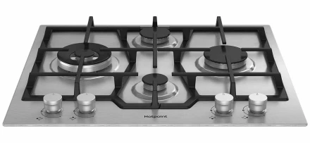 Газовая варочная панель Hotpoint HGMT 643 W I, чугунные решетки, газ-контроль конфорок, электроподжиг