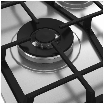 Газовая варочная панель Hotpoint HGMT 643 W I, чугунные решетки, газ-контроль конфорок, электроподжиг