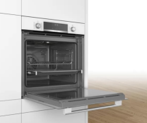 Электрический духовой шкаф BOSCH HBG517EW0R, белый, Serie 6, традиционная очистка, телескопические направляющие, 7 режимов 
