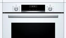 Электрический духовой шкаф BOSCH HBG517EW0R, белый, Serie 6, традиционная очистка, телескопические направляющие, 7 режимов 