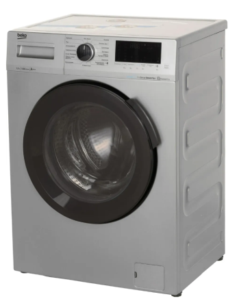 Стиральная машина Beko WSPE7H616S, серый/черный, с фронтальной загрузкой, с паром, 7.5кг, 1200об/мин, инверторная, 15 программ