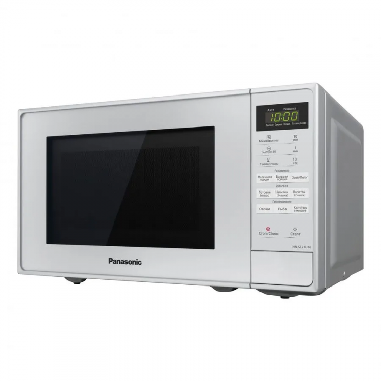 Микроволновая печь Panasonic NN-ST27HMZPE, серебристая, 20 л, сенсорное управление, 9 программ