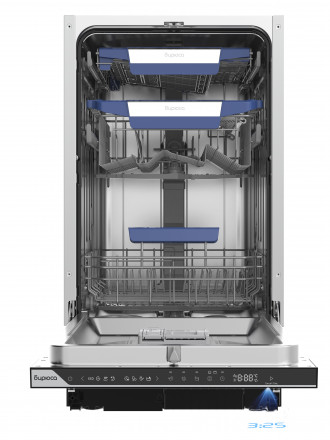 Встраиваемая посудомоечная машина Бирюса DWB-410/5, 45см, 10 комплектов, 3 корзины, aquastop, автооткрывание, самоочистка, луч на полу